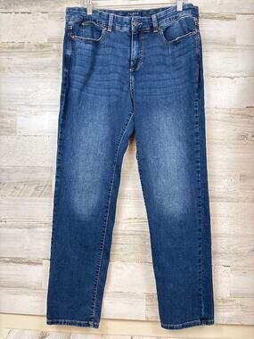 Talbots Womens 12 Blue High Waist Straight Leg Simply Flattering Denim Jeans